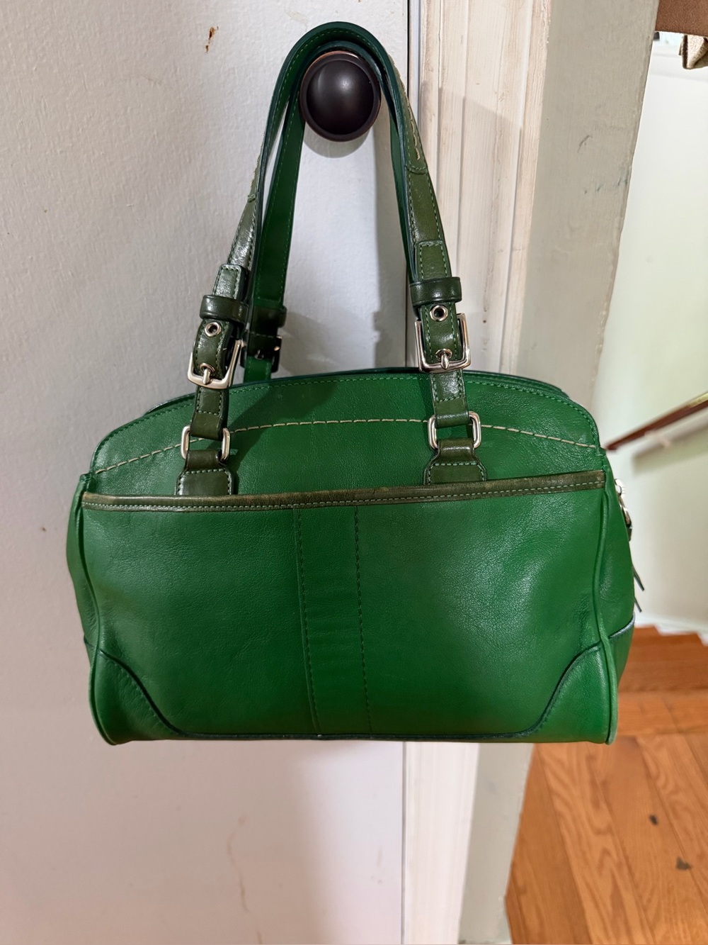 Mini vintageCoach 7465 Hamilton Kelly Green Leather Satchel Handbag in pristine